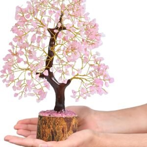 Crocon Rose Quartz Crystal Tree of Life - Love & Self-Care Healing Crystals for Positive Energy, Feng Shui Money Tree, Pink Home Room Decor, Birthday Gifts for Women, Mom, Sister,