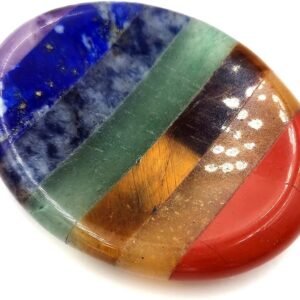 SHARKOOO Thumb Worry Stone for Anxiety, 7 Chakra Crystals Healing Stones, Oval Chakra Worry Stone, Meditation Crystal