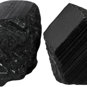 Amazing Gemstone Genuine Black Tourmaline Crystals Stone Raw Protection for Healing, Natural Rocks for Tumbling - Turmalina Negra Original (2 Pieces)