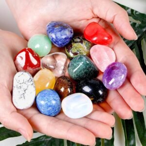 DUQGUHO 15 Pcs Natural Crystals Bulk Tumbled Stones Polished Irregular Quartz Crystal Set Chakra Colored Rocks Gemstones Vase Filler Landscape Bottom Decoration Energy Reiki Beginn