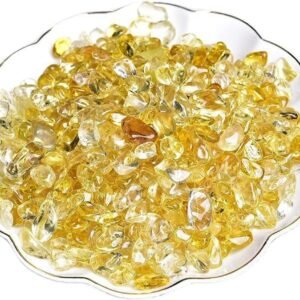 Natural Citrine Tumbled Chips Crushed Crystal Stone, 7-9mm Polished Healing Crystal Chips Healing Reiki Crystal Jewelry Making Home Decoration