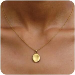 B BBPM Worry Stone Necklace 14K Gold Plated Dainty Pendant Peaceful Thumb Necklace Fidget Pendants for Anxiety Relief Meditation Relaxation Stress Relief Gift For Women And Men