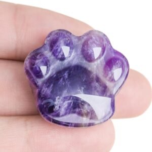 Cat Amethyst Crystals and Healing Stones, Natural Stone for Anxiety Relief, Emotional Balance & Positive Energy, Worry Stones for Stress Relief, Unique Gift for Crystal Cat Lovers